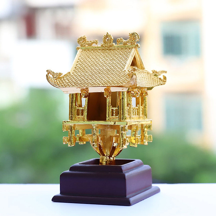Mô Hình Chùa Một Cột Mạ Vàng 24K - Ảnh 3