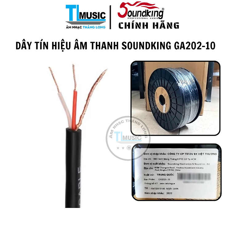 Dây Tín Hiệu Soundking GA202-10 3 Lõi Chống Nhiễu Cao Cấp Cho Micro Mixer Guitar - Hàng chính hãng
