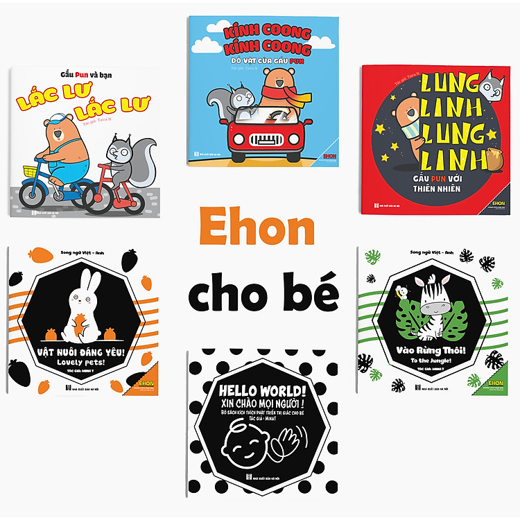 Combo 6 cuốn Ehon Kích thích thị giác - Âm thanh cho Trẻ sơ sinh