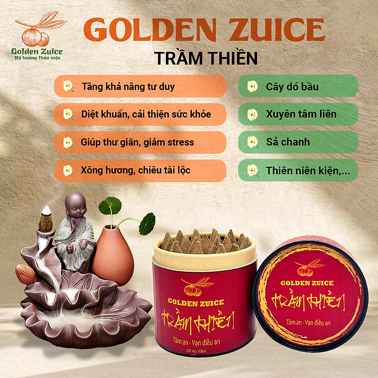 Hộp trầm thiền 38 nụ Golden Zuice