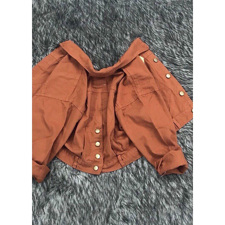 Áo kaki jean nữ croptop - Cam -B3