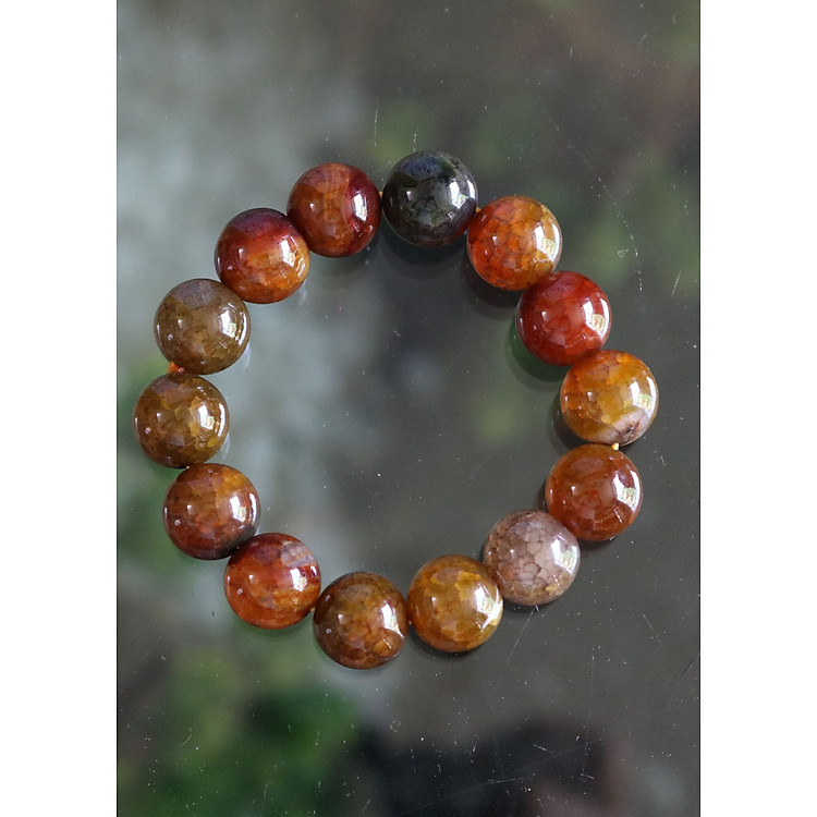 Vòng tay mã não rồng 14ly (hàng có thể thông đèn rất đẹp) VTD108. Vòng đá tự nhiên, mang may mắn cho người đeo.