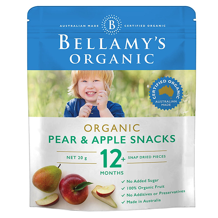 Snack Lê Và Táo Sấy Hữu Cơ Bellamy's Organic