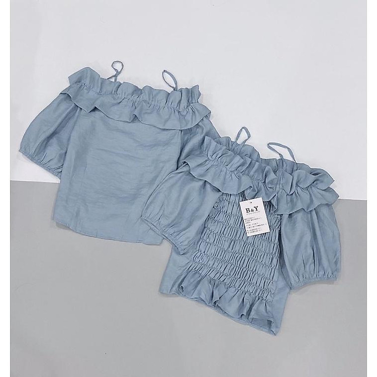 Áo bệt vai nhún bèo chun eo (bao chất đẹp)