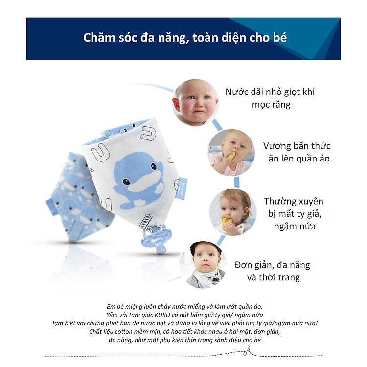 Yếm Vải Tam Giác Cho Bé - Set 2 Chính hãng Ưu đãi - Hình ảnh 3