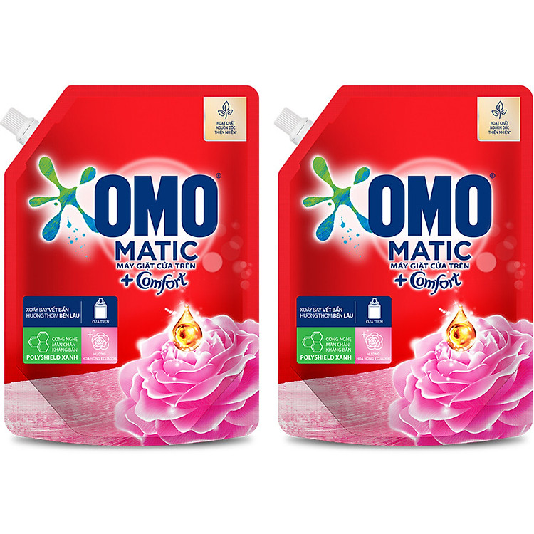 Combo 2 Túi Nước Giặt OMO Matic Comfort Hương Hoa Hồng Ecuador 2.0kg