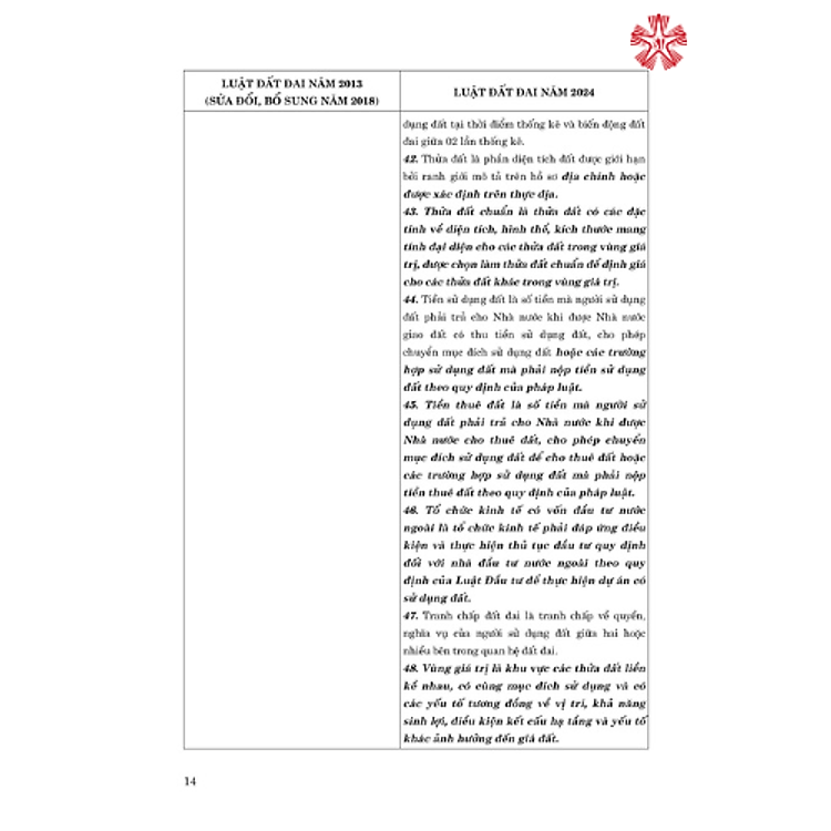 So sánh Luật Đất đai năm 2024 với Luật Đất đai năm 2013 (sửa đổi, bổ sung năm 2018) (bản in 2024) - Ảnh 6