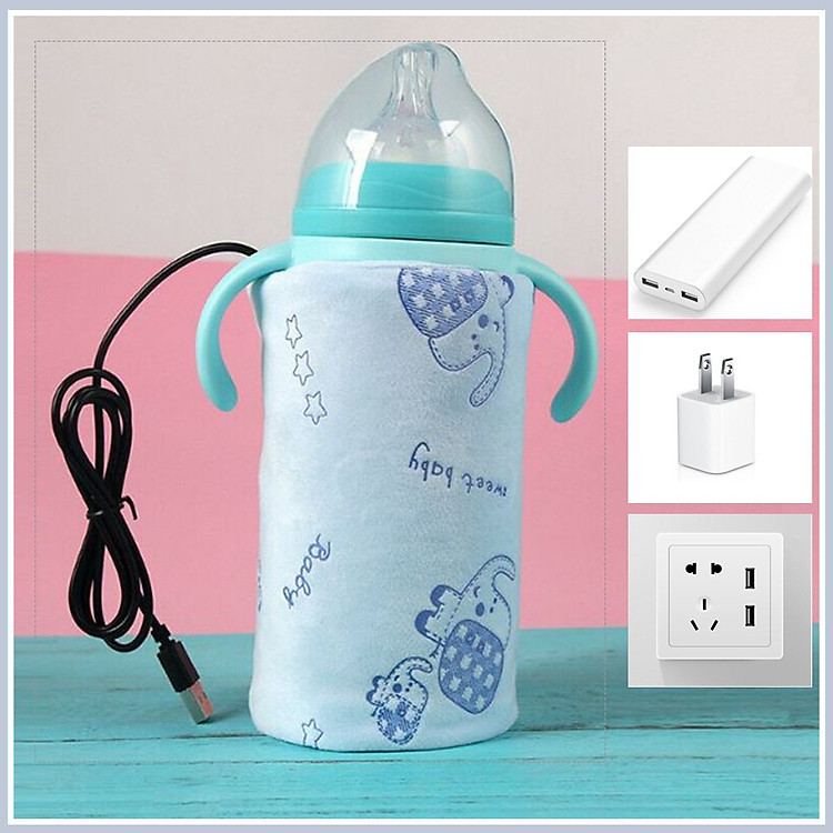 COMBO Tấm Ủ Kèm Dây Nguồn USB Giữ Nhiệt Làm Nóng Bình Sữa - Tặng 1 khẩu trang xô cho bé ( giao ngẫu nhiên )