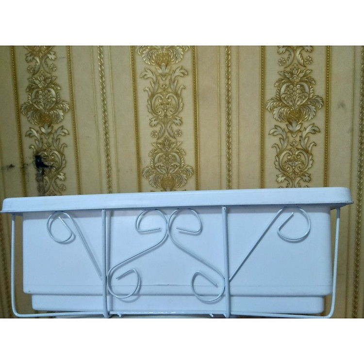 Móc treo ban công kèm chậu thông minh màu trắng 67x24x20 cm