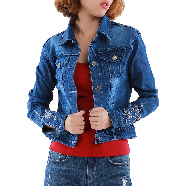 Áo Khoác Jean Nữ Cổ Bẻ Hưng Phát 1306 (Size M)