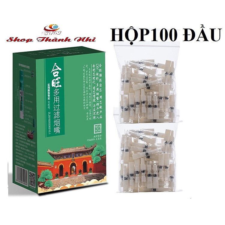 Hộp Giấy 50 Tẩu Thuốc Kiêm Đầu Lọc Tinh Thể Than Hoạt Tính Nano (100 Đầu) – Trắng