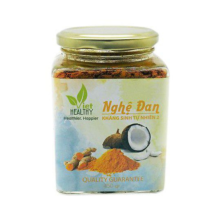 Nghệ đan Viet Healthy 450g (kháng sinh tự nhiên 2), thành phần nghệ đan Viethealthy gồm bột nghệ, bột gừng, bột quế, bột tiêu, ghee, giúp chống oxi hóa, chống viêm, kháng khuẩn, tăng miễn dịch, phòng ung thư, giúp thải độc gan, ổn định huyết áp