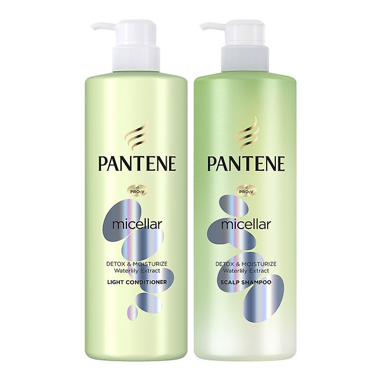 Combo Gội Xà Pantene Pro-V Micellar Làm sạch & Dưỡng ẩm Chiết xuất Hoa súng 530 ml - Làm sạch da đầu - Nuôi dưỡng tóc