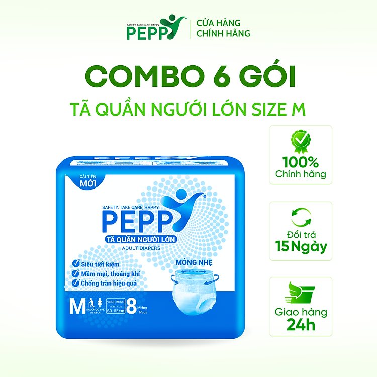 Combo 6 gói Tã Quần Người Lớn Peppy Chính hãng Tiết kiệm