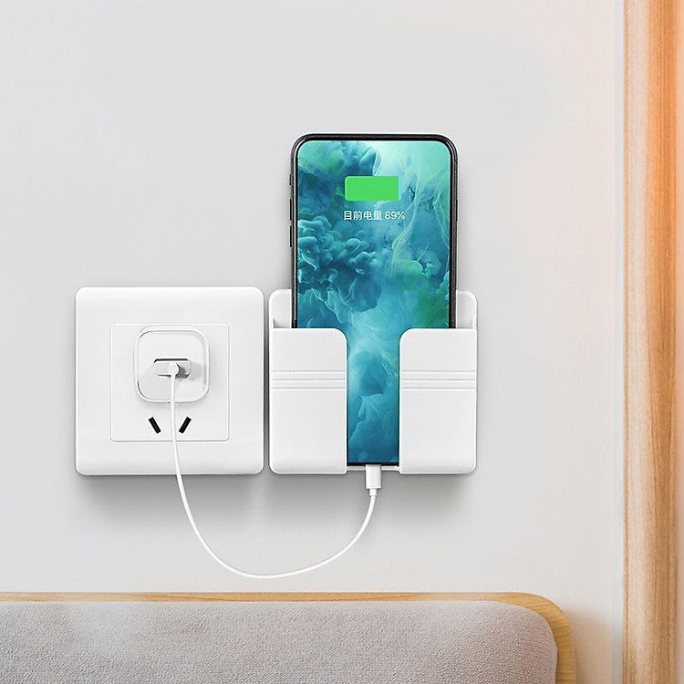 Khay đựng remote - điện thoại dán tường có khe luồn sạc nhỏ gọn tiện lợi ( Giao màu ngẫu nhiên ) - Hàng chính hãng