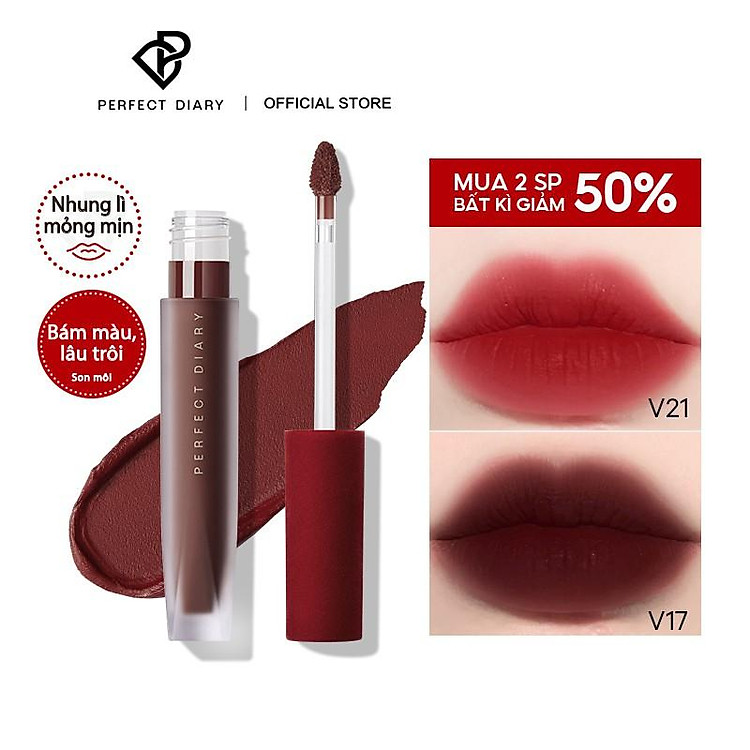 Son Kem Lì Perfect Diary Màu Đỏ Quyến Rũ 3g