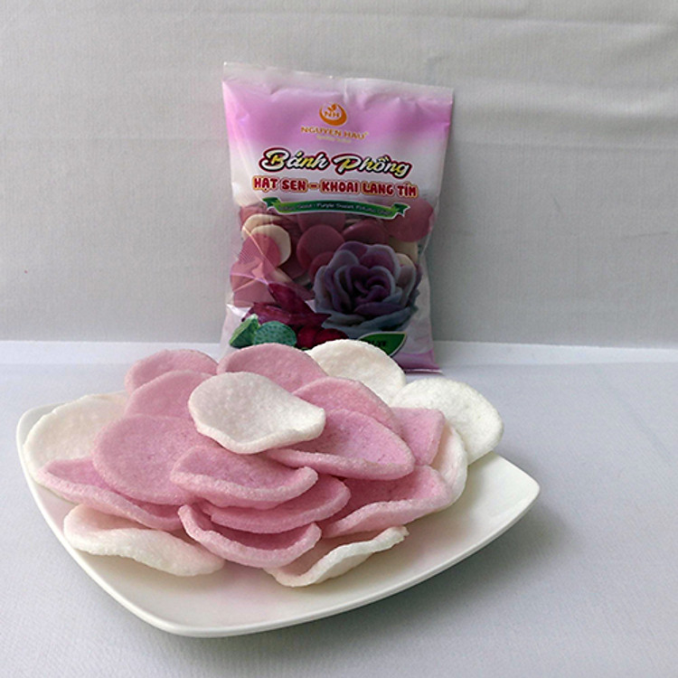 Bánh phồng hạt sen- khoai lang tím Nguyên Hậu gói 180g (Gói)