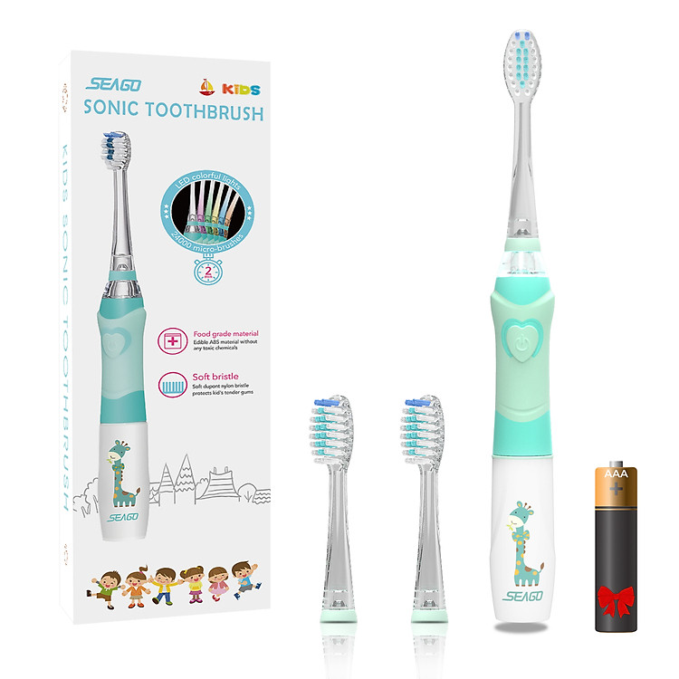 Bàn chải điện trẻ em Seago SG-977, bền hơn với pin có thể tháo rời và đèn LED vui nhộn