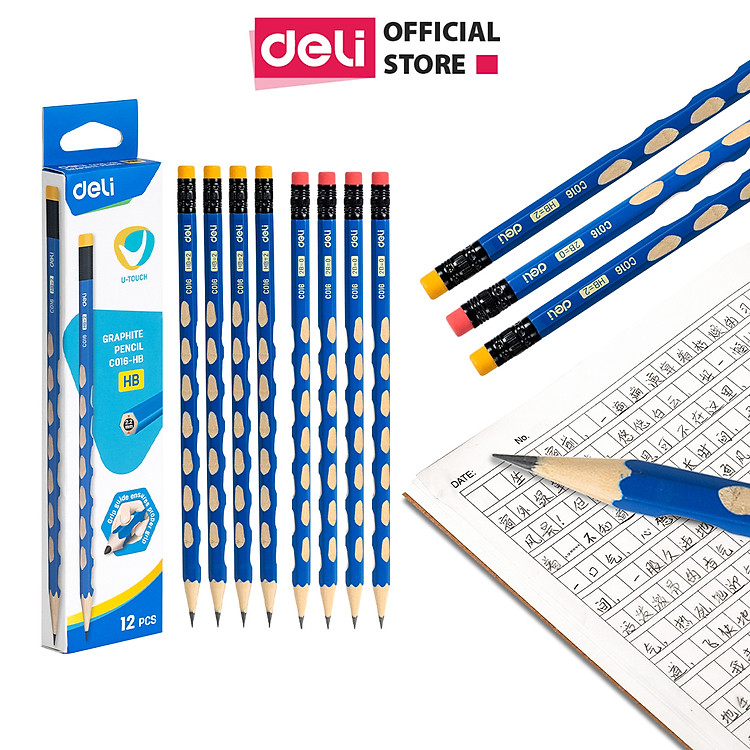 Bút Chì Lục Giác Có Tẩy Deli 2B (12 chiếc)