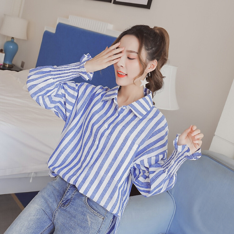 Áo Sơ Mi Tay Dài Sọc Dọc Nữ Langyue LWCC181342