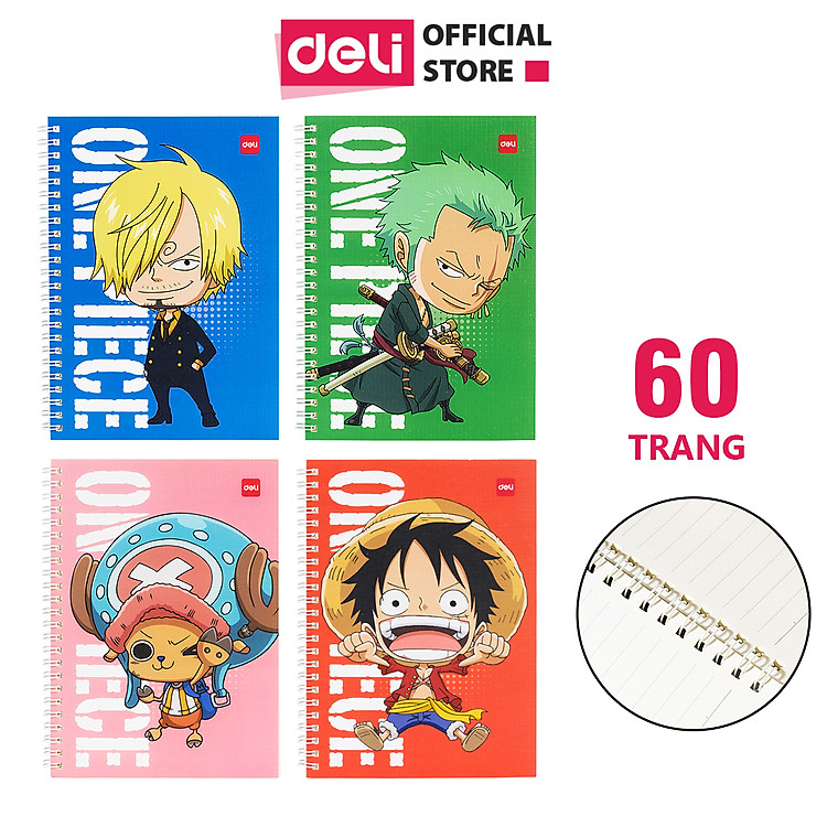 Sổ Tay Ghi Chép Gáy Xoắn A5 (60 trang) - Hình Đảo Hải Tặc One Piece - Xanh Dương - Ảnh 2