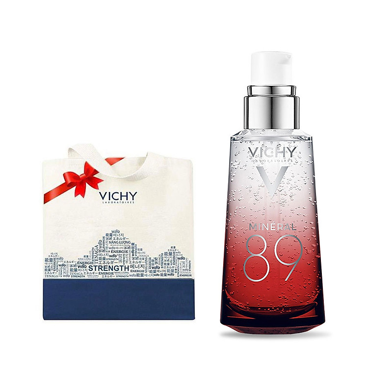 Bộ Dưỡng Chất Khoáng Núi Lửa Cô Đặc Vichy Mineral 89 Màu Đỏ 50ml (Phiên Bản Giới Hạn) + Tặng Túi Thời Trang Vichy
