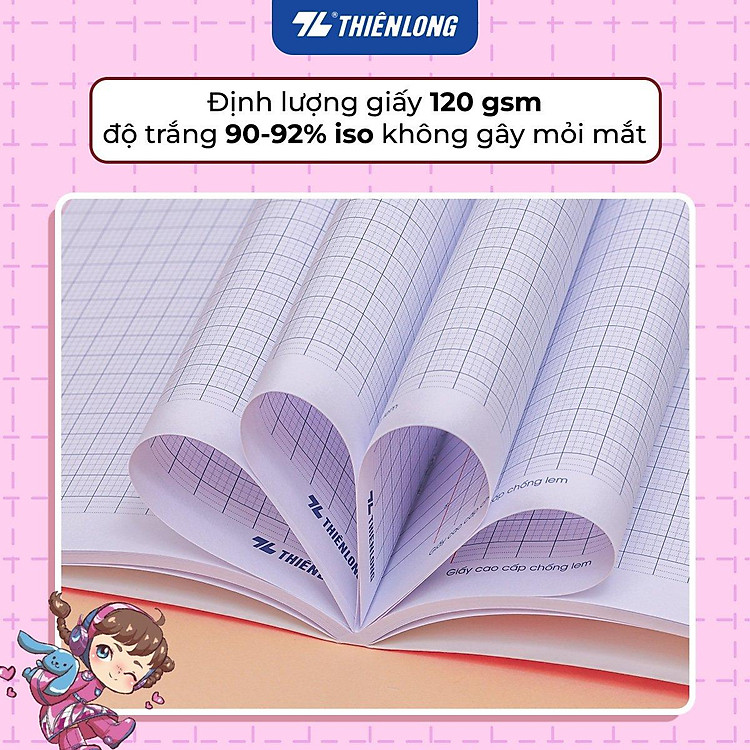 Tập học sinh chống lem 48 trang 4 ô ly vuông 2.5mm 120gsm Thiên Long NB-119/AK - Ảnh 3