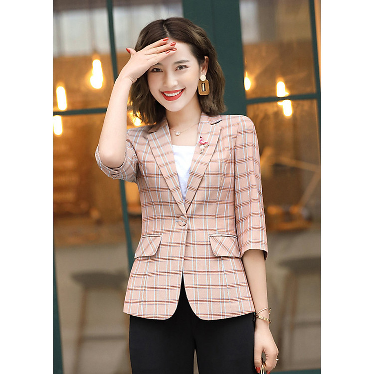 Áo Vest Nữ Titishop Caro Sọc hồng ANN134