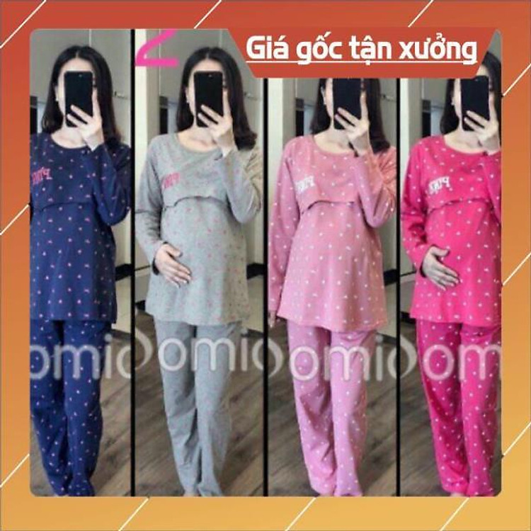 Hàng Việt Nam xuất khẩu _ Bộ bầu và sau sinh Pink hàng cao cấp quần có chun chinh bụng thích hợp cho mẹ 50-68kg