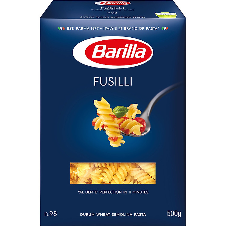 Mì Nui Barilla Hình Xoắn Các Cỡ Fusilli (500g)