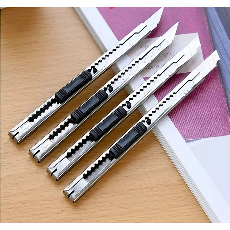 Dao rọc giấy lưỡi nhỏ cắt giấy văn phòng vỏ kim loại siêu bén - miếng lót chuột