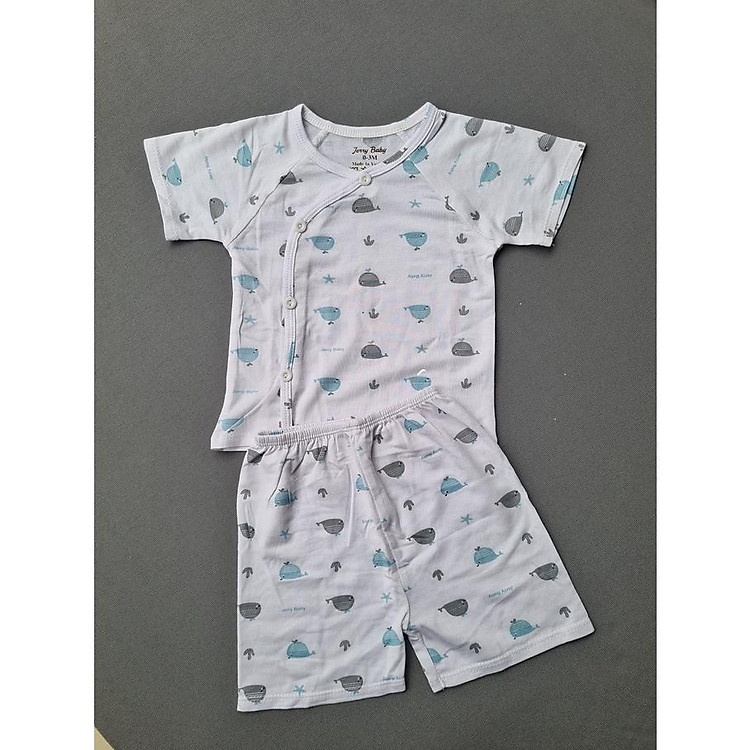 (3-10kg) Bộ quần áo hoạ tiết cài xéo tay ngắn và tay dài cho bé JERRY