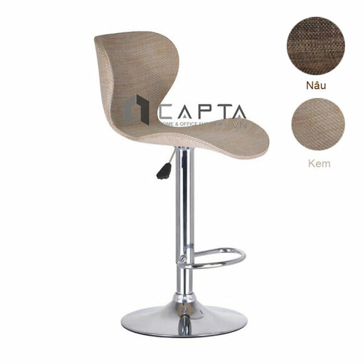 Ghế bar thân Polywood CB2255-W Nội thất Capta Ghế quầy đảo bếp màu kem nâu thân Polywood bọc lưới chân mâm Pen cao thép mạ chrome hcm