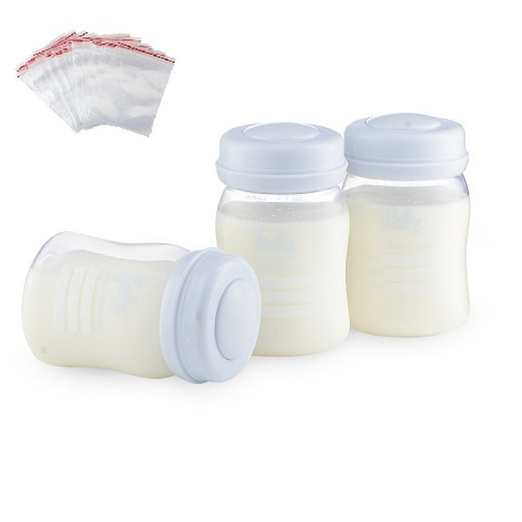 Bộ 3 bình trữ sữa mẹ cổ rộng Fatzbaby 150ml + tặng 5 zipper 10x15cm