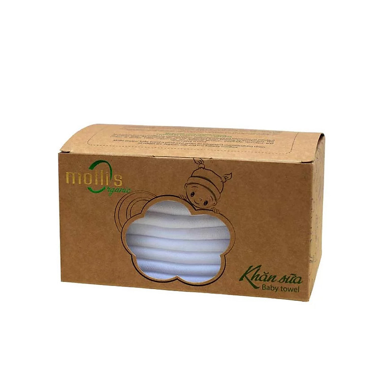 BỘ KHĂN TAY SỮA TRẺ EM CAO CẤP MOLLIS ORGANIC(HM8P) 30 X 30 CM - P777