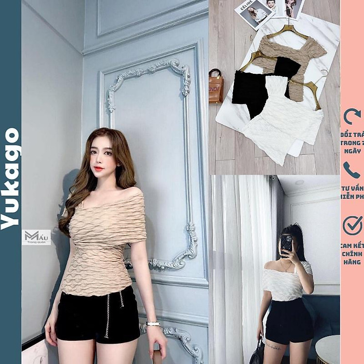 Áo kiểu nữ bánh bèo phong cách Hàn Quốc đẹp sexy nhăn tiểu thư Yukago M1.139.KE.S