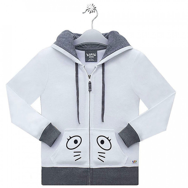 Áo Khoác Bé Gái Có Mũ In Hình Gấu Kavio Kids GI41-N2 - Trắng