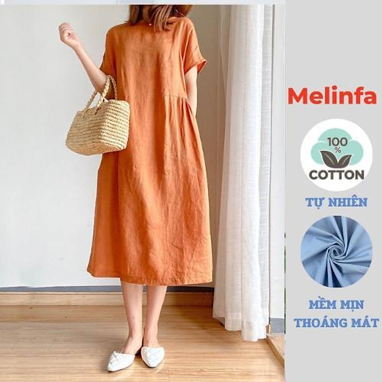 Váy đầm nữ suông trẻ trung vải Cotton Linen tự nhiên thân thiện mã VAV0327