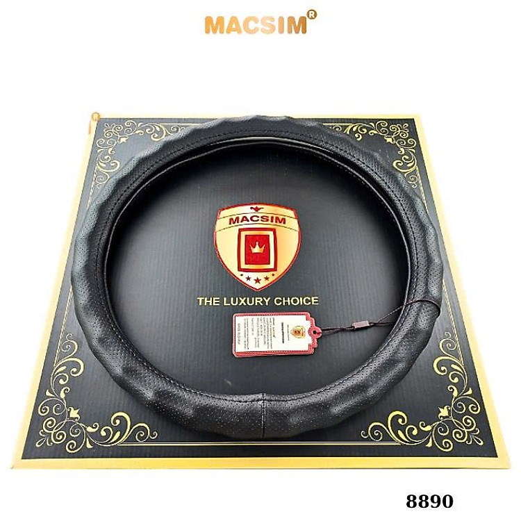 Bọc vô lăng cao cấp Macsim mã 8890 màu coffee, màu be, màu đen chỉ đen - Chất liệu da thật 100%, khâu tay thủ công size M