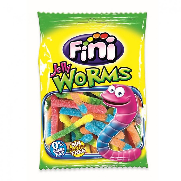 Kẹo dẻo Fini Jelly Worms Sâu chua 90g Vị Trái Cây