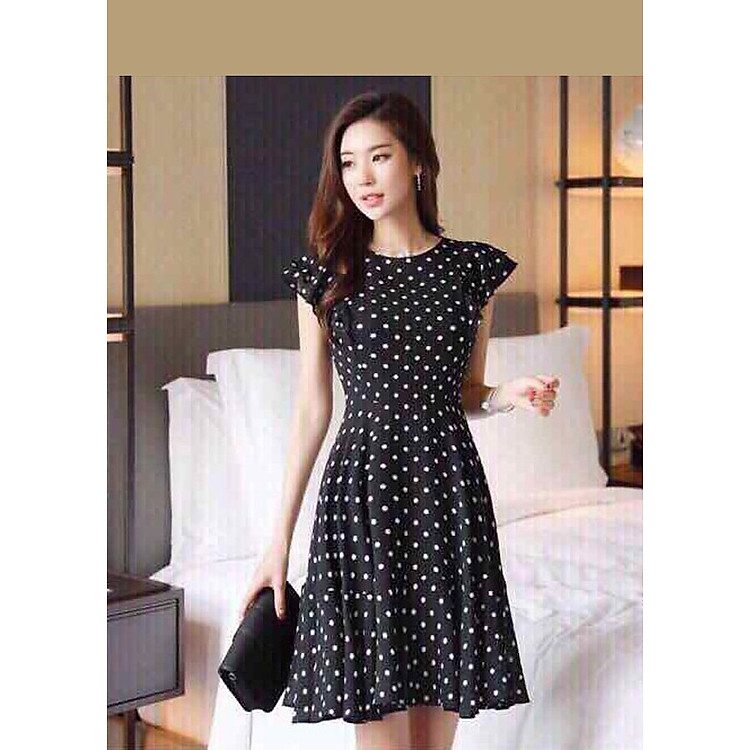 Đầm Chấm Bi Tay Bèo SK43817