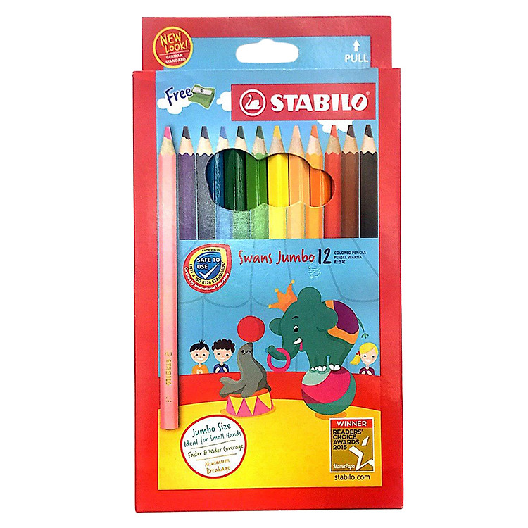 Chì Màu STABILO Jumbo Dài CLJ1877L - Hộp 12 Cây
