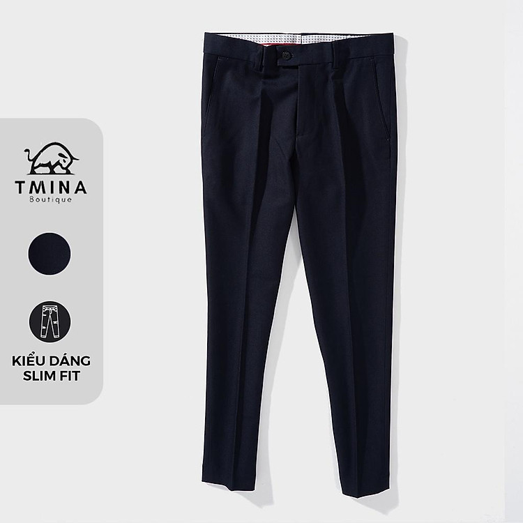 Quần âu nam TMINA quần tây dáng slim màu tím than đậm vải tuýt si cao cấp - QA03