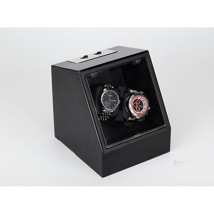 Hộp Đựng Đồng Hồ Cơ 2 Xoay Da Đen