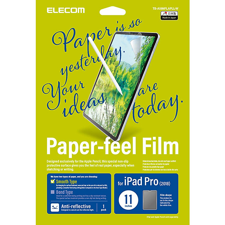 Miếng dán màn hình cho Ipad Pro 11 inches Elecom Paper- Feel TB-A18MFLAPLL-W - Hàng chính hãng