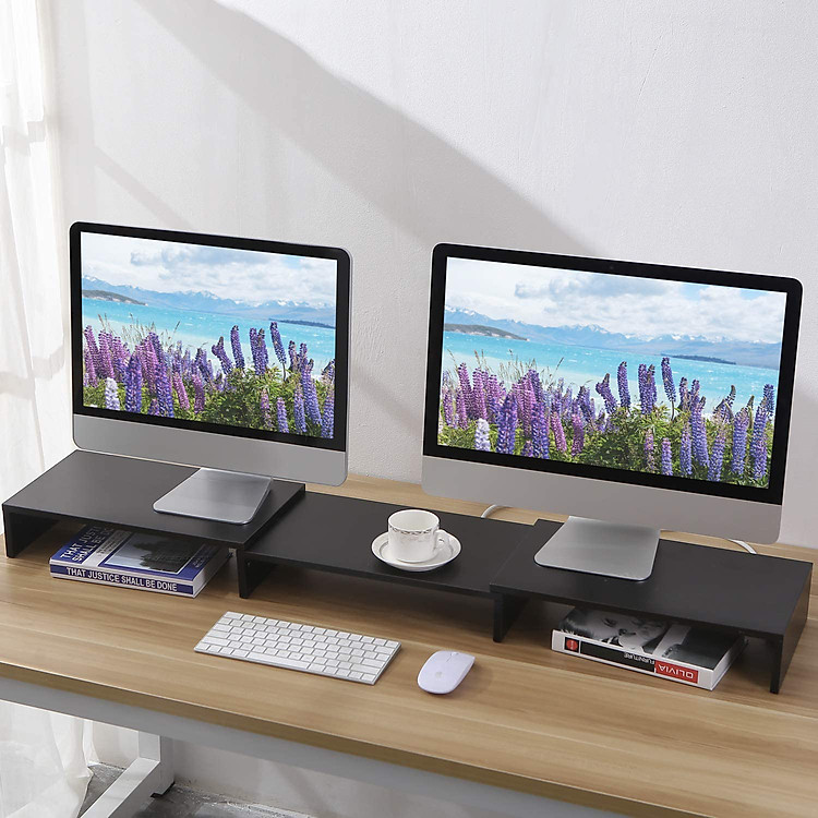 Bộ 3 Kệ Để Màn Hình SIB DECOR Đa Chức Năng Dễ Dàng Điều Chỉnh Chiều Dài Từ 80 Đến 120cm (Không gồm các đồ trang trí).