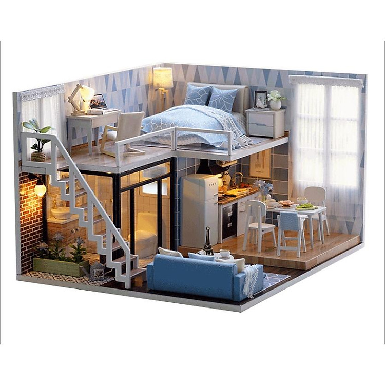Nhà búp bê DIY biệt thự 2 tầng phong cách nhẹ nhàng mà hiện đại - BLUE TIME