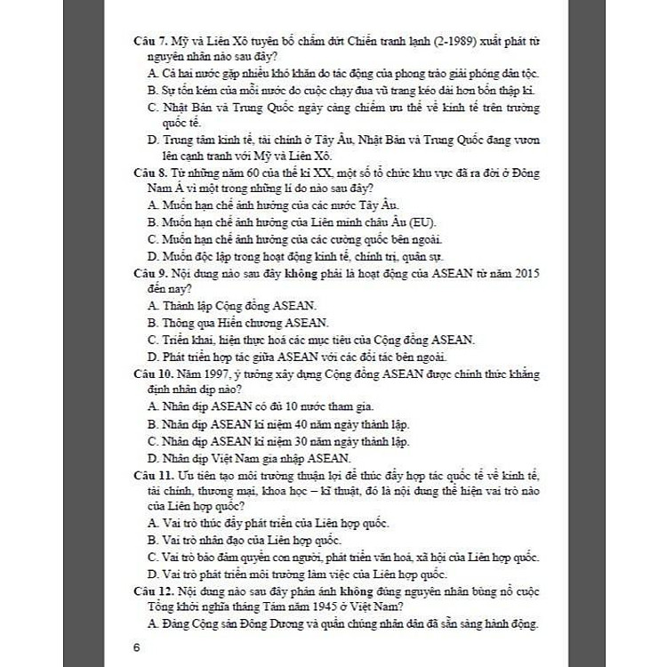 Bộ Đề Trắc Nghiệm Lịch Sử Lớp 12 - Ôn Thi THPT - Ảnh 5