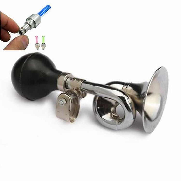 Còi Bóp Xe Đạp Cổ Điển Bằng Cao Su Tặng 2 đèn led gắn van bánh xe đạp