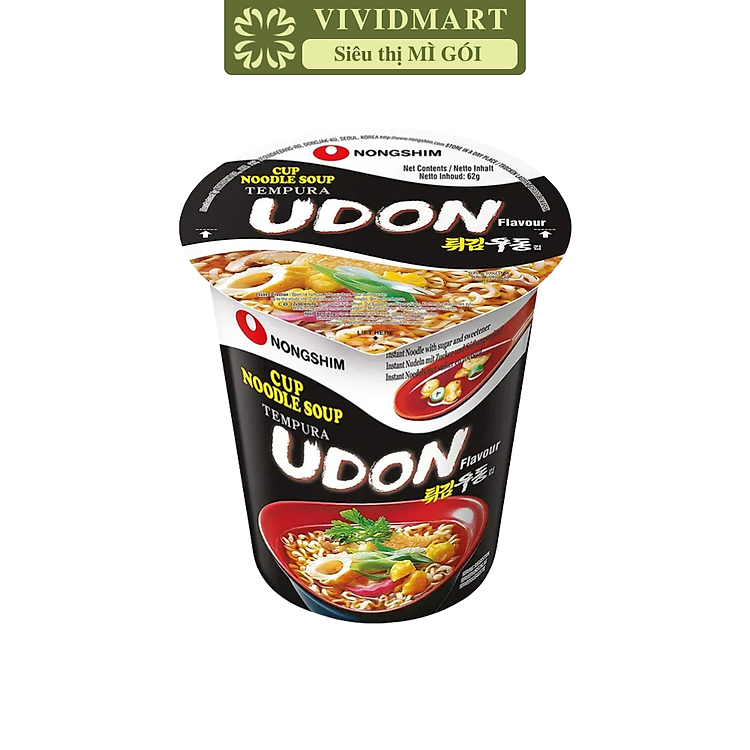 NONGSHIM - Mì ly Nongshim hương vị Tempura Udon, Mì ly Udon Tempura Nongshim, Mì Nongshim Hàn Quốc (62g/ly)